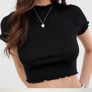 Brandy Melville  Lettuce Trim Crop Top Baby Tee